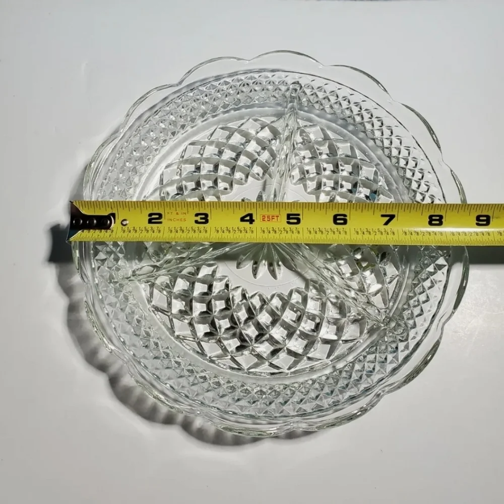 Vintage Relish Dish Anchor Hocking Wexford Clear 3-Part Heavy Pressed Glass - Picture 6 of 6